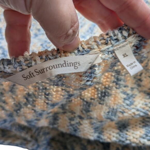 Soft Surroundings Cardigan Womens XL Beausoleil Tie Front Speckled Multicolor Kn - Picture 6 of 8